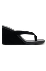 Grace Wedge Black Faux Suede