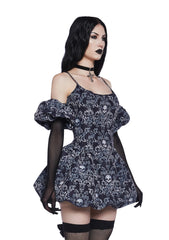 Vexed Hearts Mini Dress - Skull