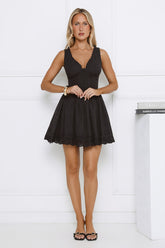 Be Mine Main Embroidered Mini Dress Black