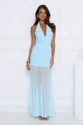 Diamond District Halter Maxi Dress Blue