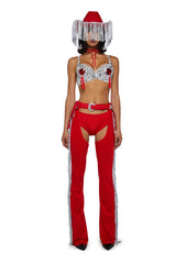 Giddy Up Rhinestone Cowgirl Costume - Red