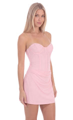 Lace Strapless Mini Dress in Pink