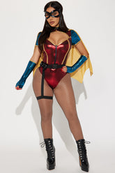 Sexy Sidekick 5 Piece Costume Set - Red/combo