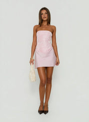 Jenevieve Strapless Drape Mini Dress Pink