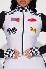 Fast Life Racer 3 Piece Costume Set - White/combo