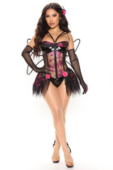 Naughty Fairy 5 Piece Costume Set - Black/combo