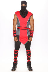 Silent Killer Ninja 6 Pice Costume Set - Red/Black