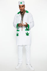420 Blaze It Herbal Doctor 3 Piece Costume Set - White/combo