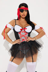 Out At Sea Pirate 4 Piece Costume Set - Black/combo