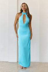 High Society Soir¨¦e Halter Maxi Dress Blue