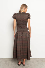 PREORDER - Opal Gingham Maxi Dress in Dark Brown
