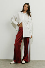 Lola Satin Track Pants in Red