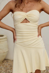 NAOMI OFF SHOULDER MINI DRESS - BUTTER