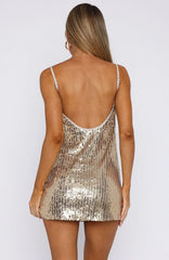 Sizzling Mirage Sequin Mini Dress Gold