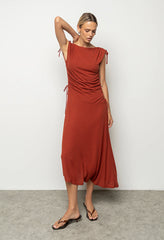 Remi Textured Maxi Dress in Brick