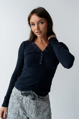 Mckayla Textured Top in Navy