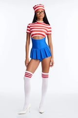 Find Me Babe 4 Piece Costume Set - Blue/combo