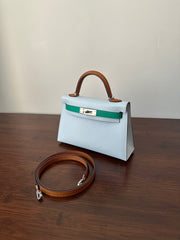 HM KELLY MINI 20 CLOUD BLUE EPSOM SILVER HARDWARE