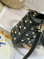 SMALL LADY 20 BUTTERFLY STUD BLACK LAMBSKIN