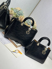 CD Diorissimo Black in Ostrich-patterned Cowhide 288189