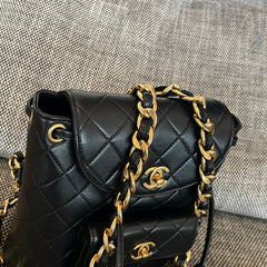 CC Mini Duma Backpack 21cm Black Lambskin