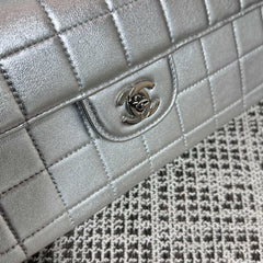 CC East-West Flap Bag 26cm Silver Lambskin