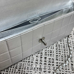 CC East-West Flap Bag 26cm Silver Lambskin