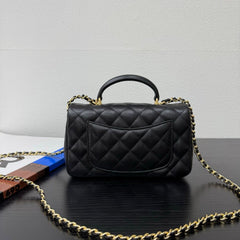 CC 26P Top Handle Classic Flap 20 Squirrel Charm Black Caviar Leather 163715