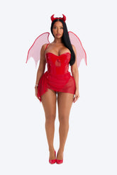 Sin In Shine 3 Piece Costume Set - Red
