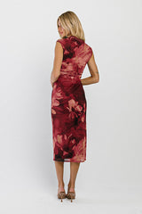 Jenny Mock Neck Floral Midi Dress