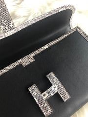 HM Jige Elan 29 Clutch In Black Calfskin With White Lizard Skin (25 days of production)