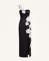 Orchid Embellished Cutout Slit Maxi Dress - Black