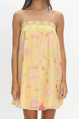 Believer Lace Neckline Mini Dress Baby Yellow