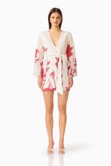 CURAAE Viva Long Sleeve Mini Dress in White and Red