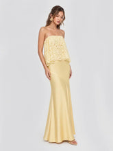 Lace Patchwork Satin Bandeau Maxi Dress