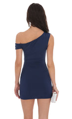 Off Shoulder Bodycon Dress in Navy