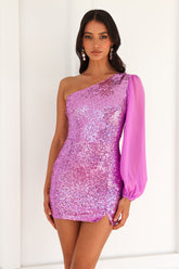 Dancing Diva Sequin Mini Dress Lilac