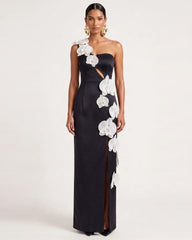 Orchid Embellished Cutout Slit Maxi Dress - Black