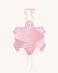 3D Lily Halter Crop Top - Pink