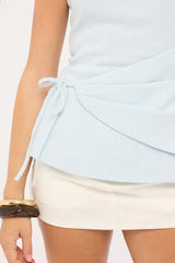Perfect Stranger Maris Strapless Linen Top Light Blue