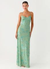 Vietta Sequin Cami Maxi Dress - Mint