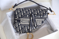 CD Oblique Saddle Bag Blue Canvas