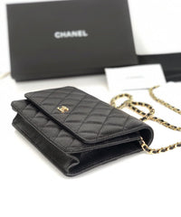CC WOC Fortune Bag Black Quilted Caviar Leather 223299