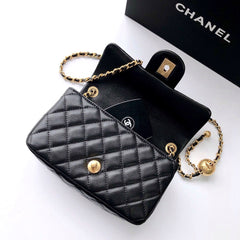 CC Crush Mini Rectangular Flap Bag Black Lambskin