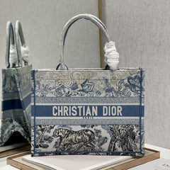 Medium CD Book Tote 36cm Gradient Blue Tiger