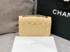 flap bag mini 20cm beige caviar silver hardware