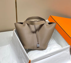 Picotin Lock Etoupe Togo Leather Silver Hardware