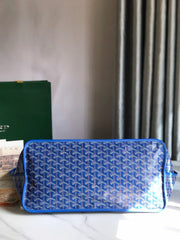 Goyard Anjou GM Bag 39cm Blue Calfskin Goyardine Canvas 290820