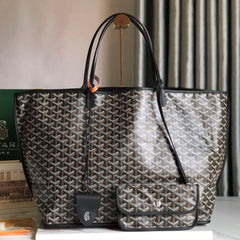 Goyard Anjou GM Bag 39cm Black Calfskin Goyardine Canvas 290817