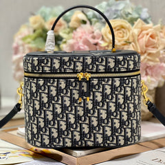 CARO SMALL 24 VANITY CASE IN BLUE MONOGRAM OBLIQUE JACQUARD FABRIC